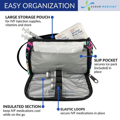 Sugar Medical IVF Supply Bag - Insulated Organizer with Ice Pack | IVF Gift