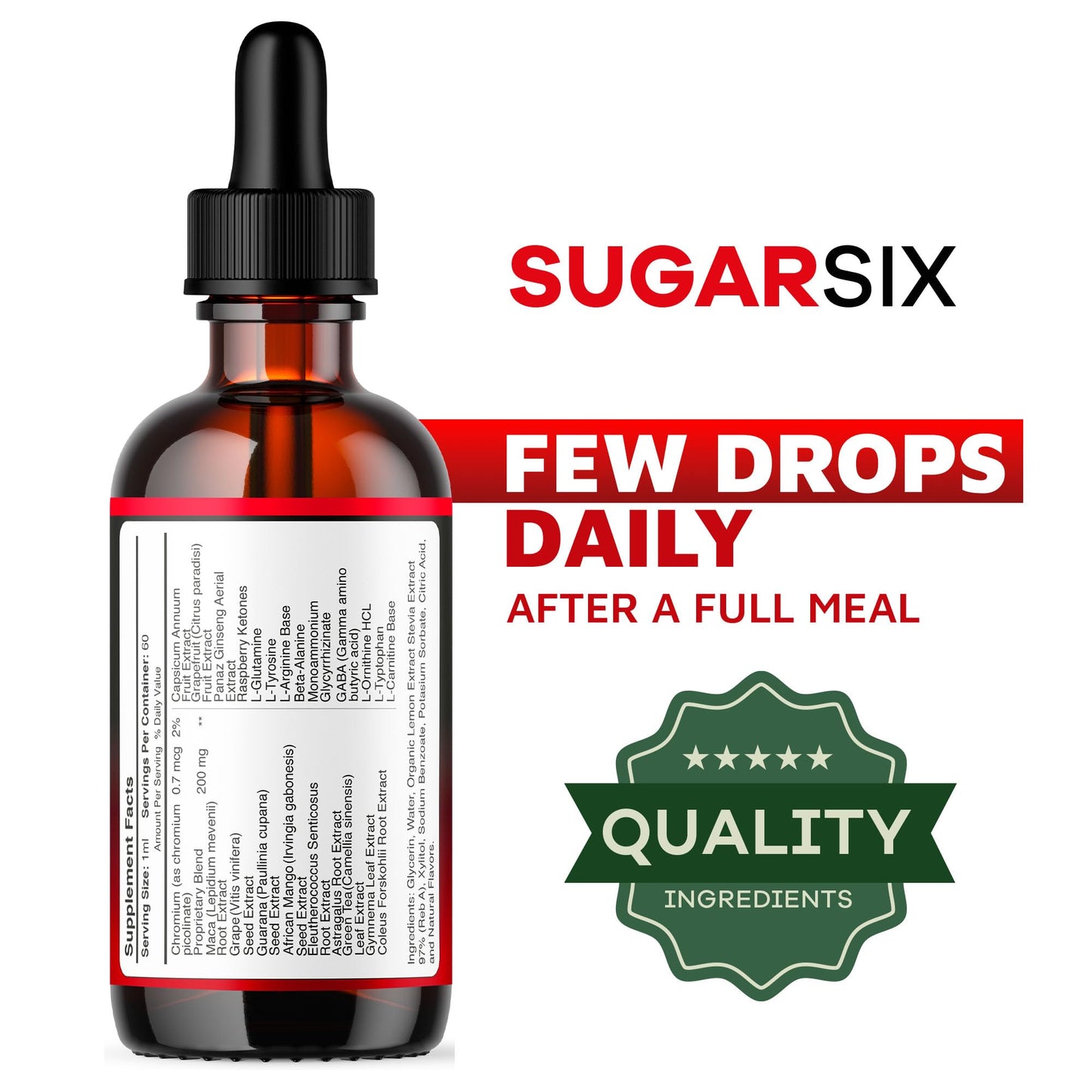 Sugar Six 5 Pack – Drops, Formula & Support | 5 Bottles for 5 Months