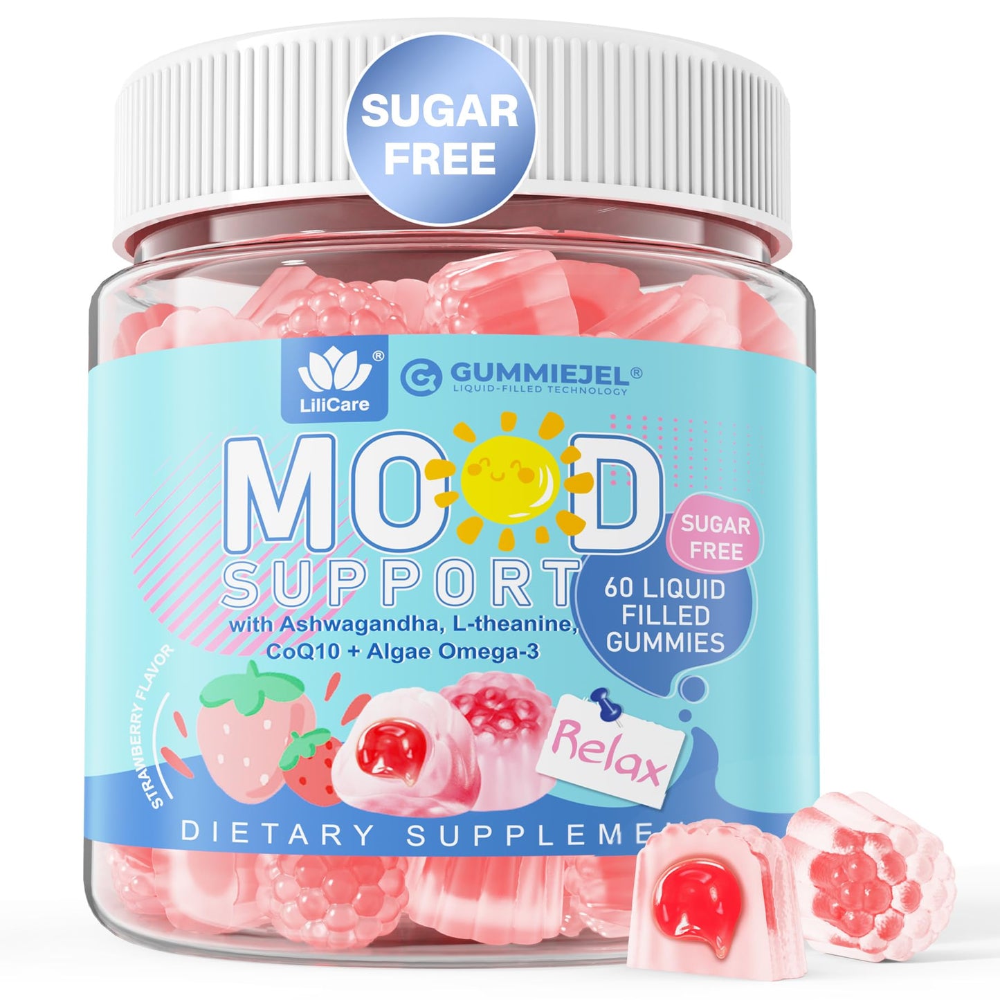 Sugar Free Ashwagandha Calm Gummies | L-Theanine, Vitamin D3, Vegan Omega-3