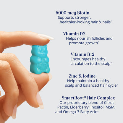 SugarBearPro Hair Vitamin Gummy – 35 Day Supply, 6000mcg Biotin, Vegan, Kosher, Halal, Cruelty-Free