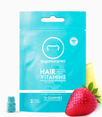 SugarBearPro Hair Vitamin Gummy - 14 Day Supply, 6000mcg Biotin, Growth for Men & Women, Vegan, Kosher, Halal, Cruelty-Free