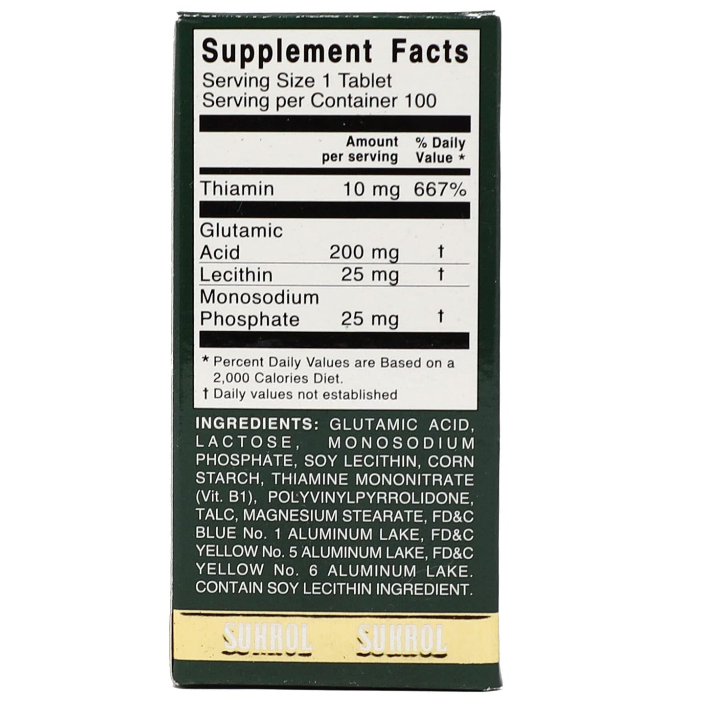 SUKROL Vitamin - Improve Healthy Brain Function | 100 Tablets