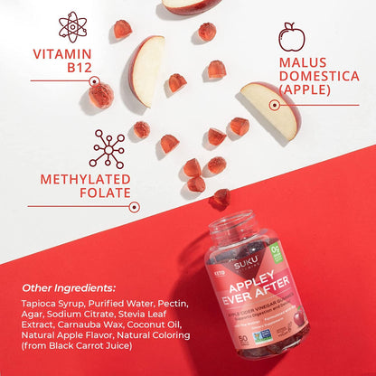 SUKU Appley Ever After Gummies – ACV with B12 & Folate – 50 Count