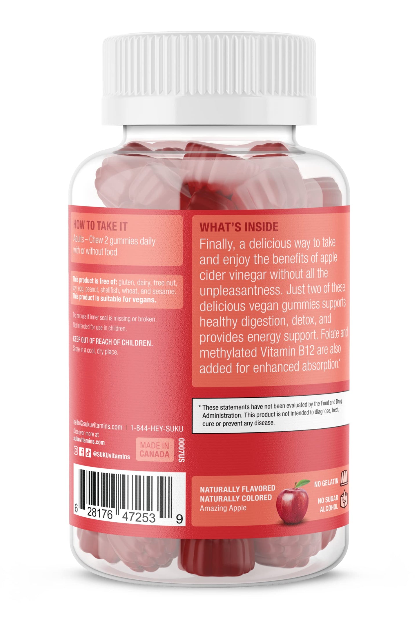 SUKU Appley Ever After Gummies – ACV with B12 & Folate – 50 Count