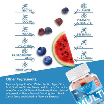 SUKU Men's Daily Multivitamin Gummies – Sugar-Free, Vegan, 60 Count