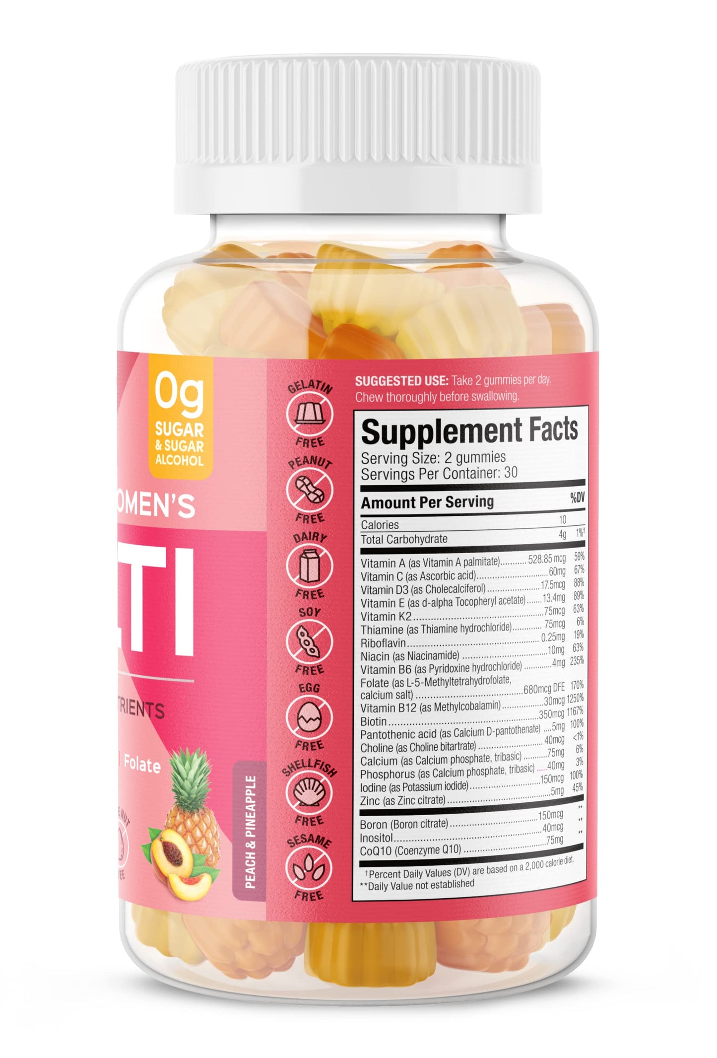 SUKU Vitamins Complete Women's Multi with Boron & K2 – Pineapple Peach Gummies (60 ct)