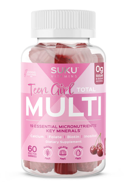 SUKU Teen Girl Multivitamin Gummies - Vitamins A, B12, C, D3, E, Biotin & Zinc