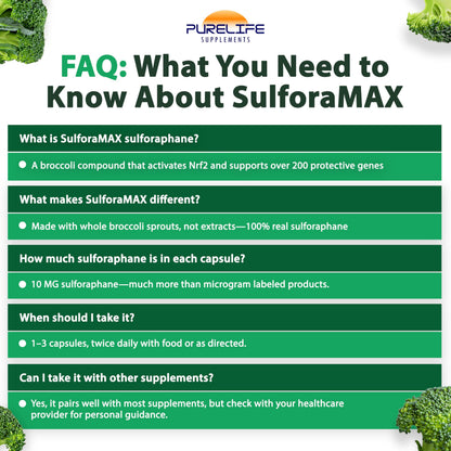 SulforaMAX (30 Capsules) – Sulforaphane Broccoli Immunity Support (10,000 mcg) – Vegan, Non-GMO