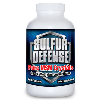 Sulfur Defense Opti-MSM 99.9% Pure MSM Powder Capsules – Made in USA, Non-GMO, Gluten-Free, 180 Caps