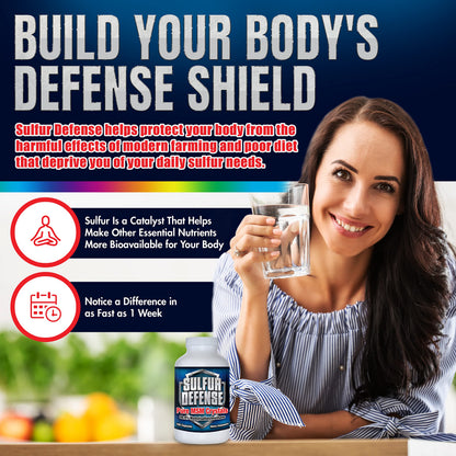 Sulfur Defense Opti-MSM 99.9% Pure MSM Powder Capsules – Made in USA, Non-GMO, Gluten-Free, 180 Caps