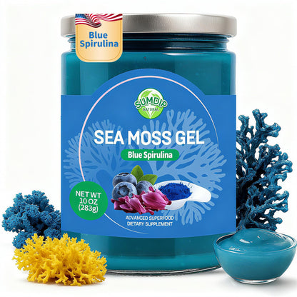SumDIP Sea Moss Gel with Blue Spirulina - 92 Minerals & Vitamins (10oz)