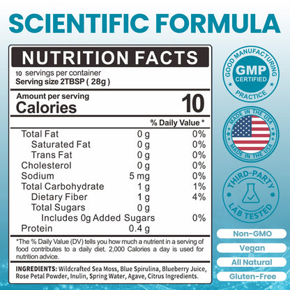 SumDIP Sea Moss Gel with Blue Spirulina - 92 Minerals & Vitamins (10oz)