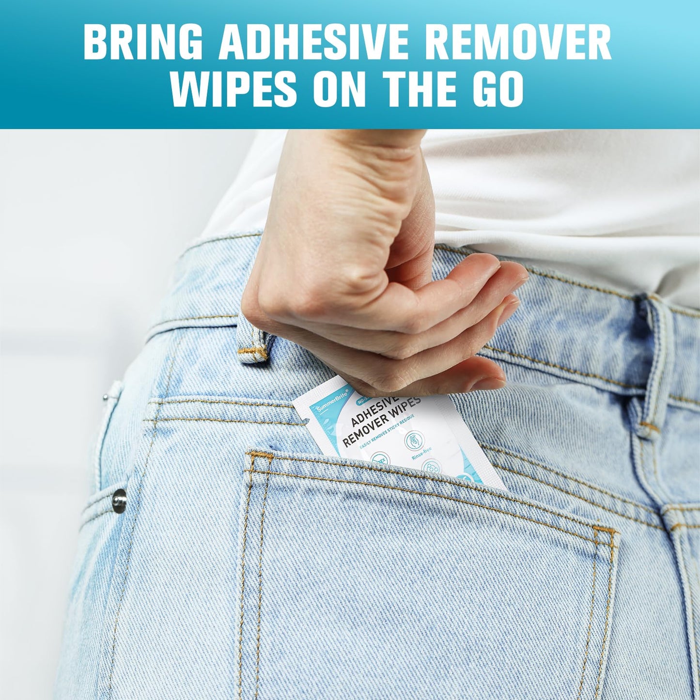 Summerbrite Adhesive Remover Wipes XL – No-Sting & Gentle for Skin, Ostomy & Dressings (36 Pack)