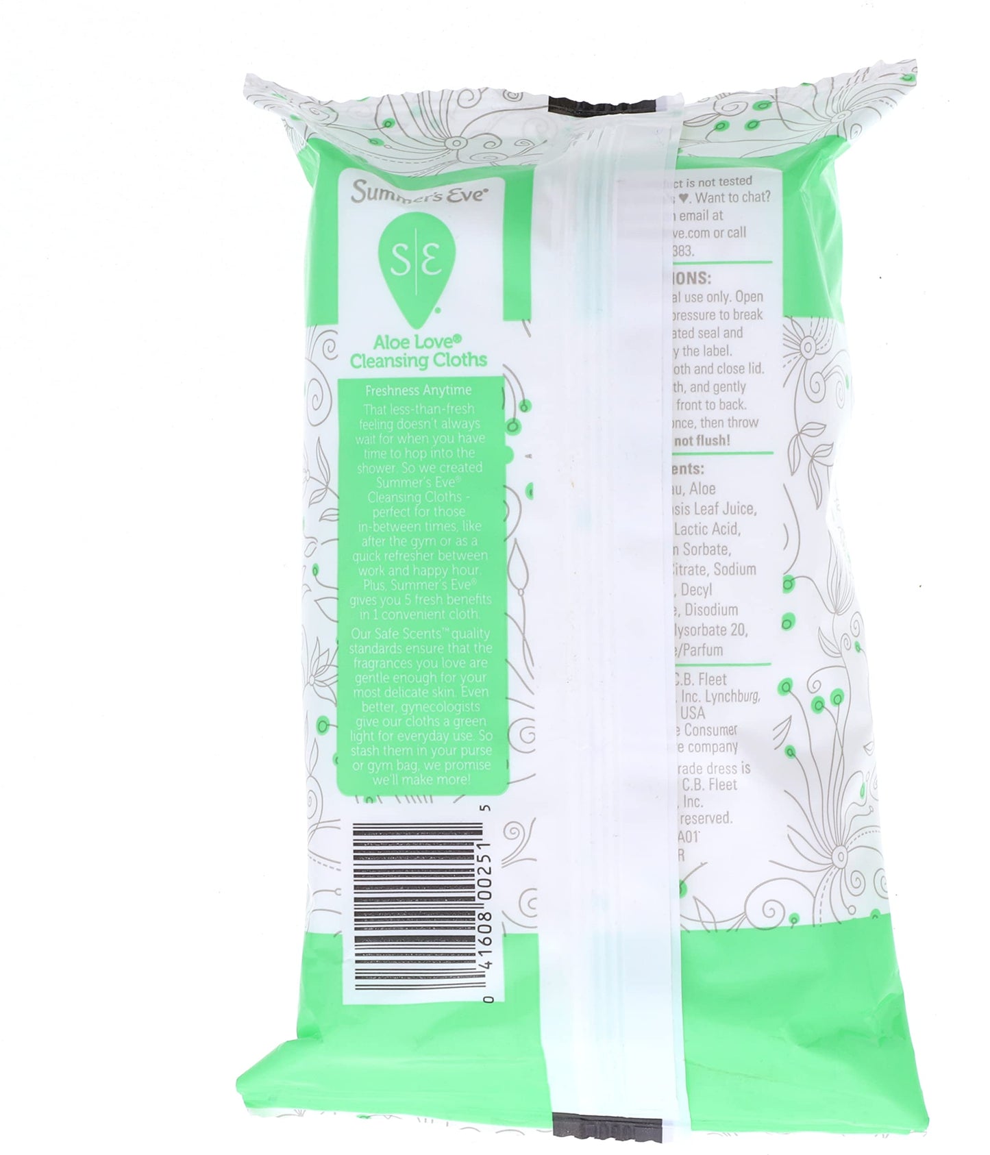 Summer's Eve Aloe Love Gentle Daily Feminine Wipes – pH Balanced, Odor Removal, 32 Count (2 Pack)