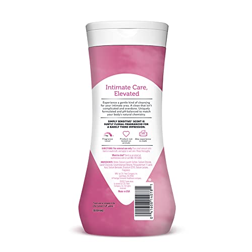 Summer's Eve Simply Sensitive Daily Gentle Wash – Gentle, pH-Balanced Body Wash for Women, Odor Control, 15 oz (Pack of 3)