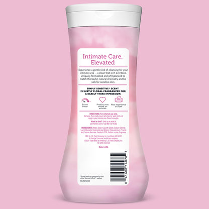 Summer's Eve Simply Sensitive Daily Gentle Wash – Gentle, pH-Balanced Body Wash for Women, Odor Control, 15 oz (Pack of 3)
