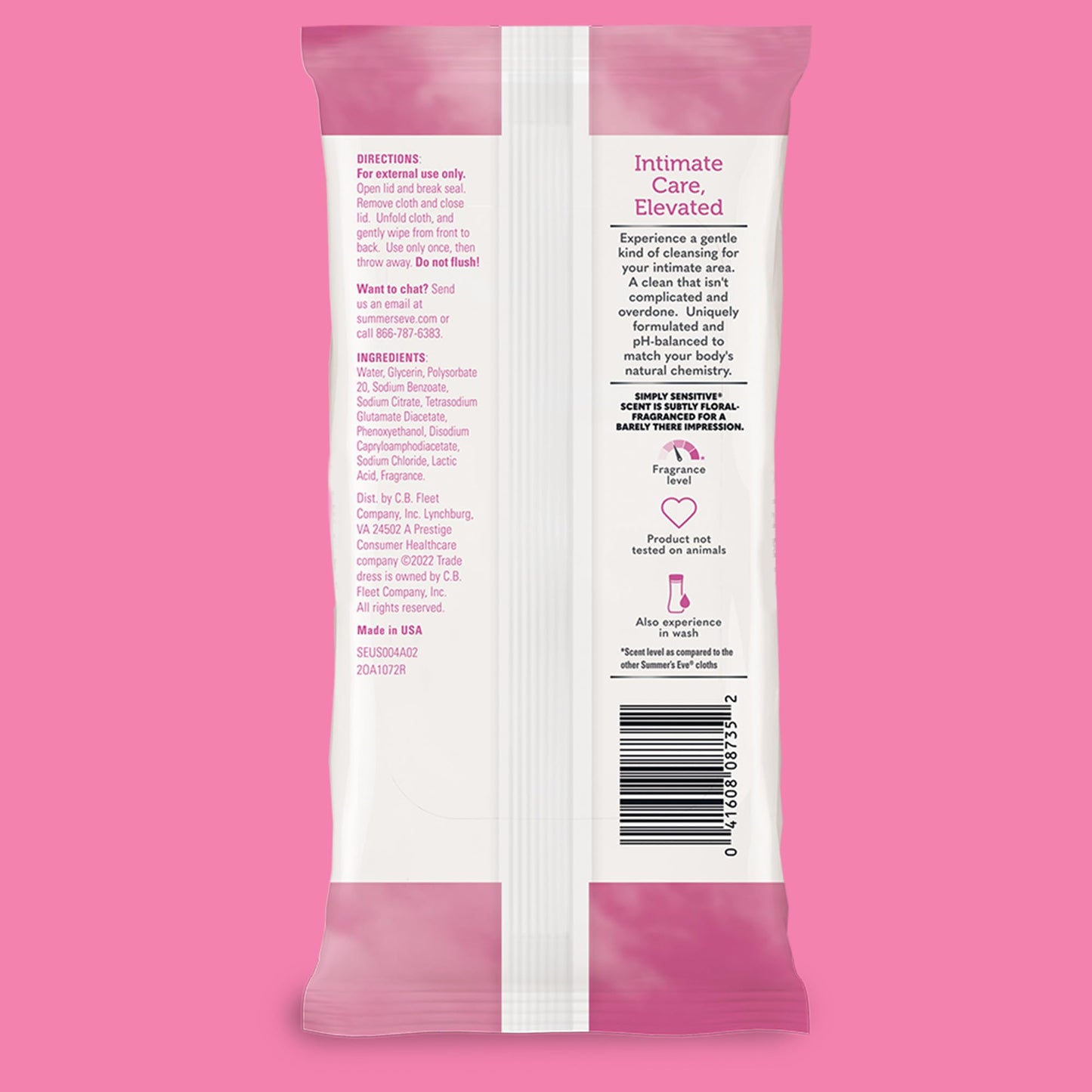 Summer's Eve Simply Sensitive Daily Gentle Feminine Wipes - Removes Odor, pH Balanced, 32 Count, 4 Pack