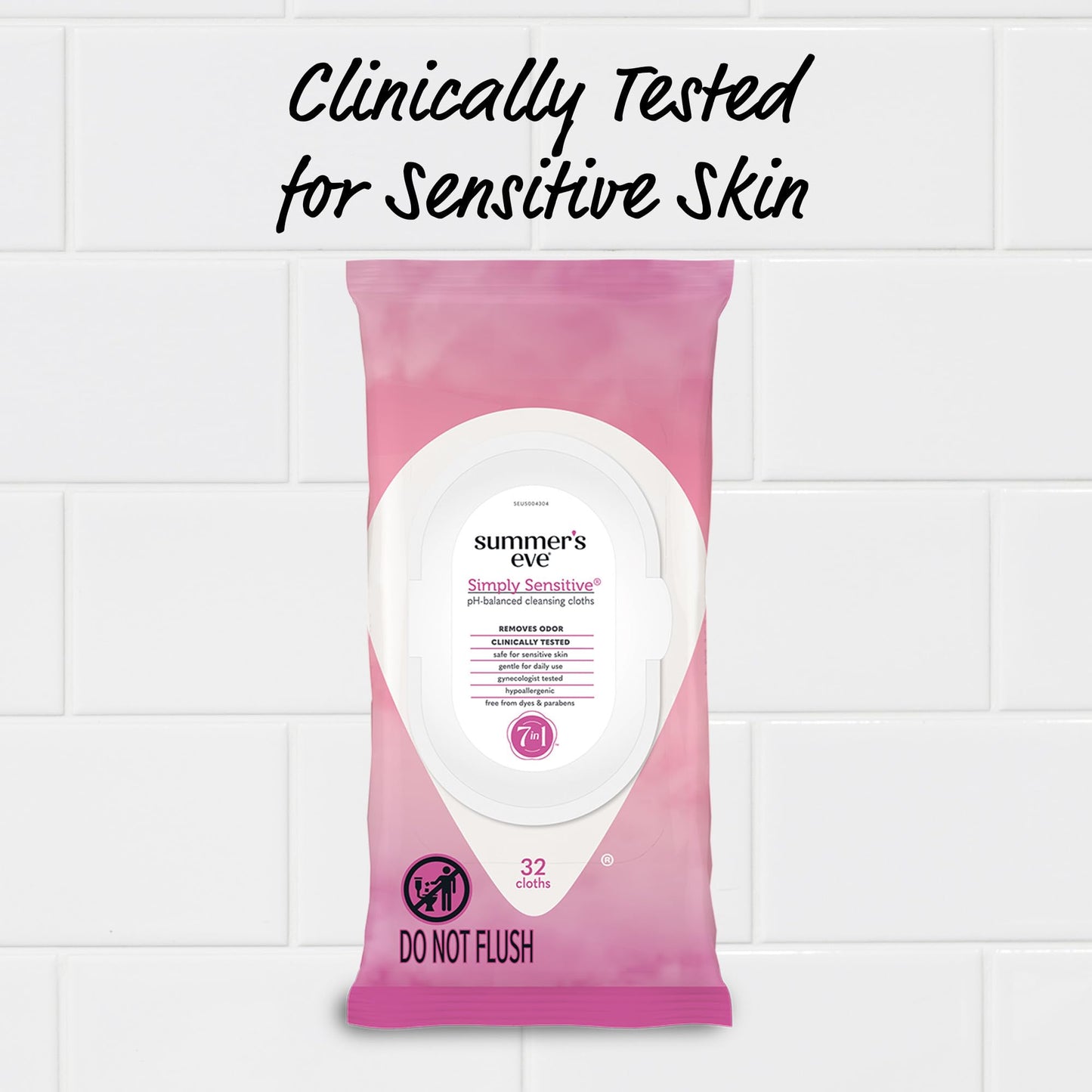 Summer's Eve Simply Sensitive Daily Gentle Feminine Wipes - Removes Odor, pH Balanced, 32 Count, 4 Pack
