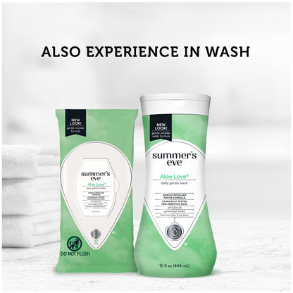 Summer’s Eve Aloe Love Cleansing Cloths – 32 ct, Pack of 4 | Gentle, pH-Balanced Wipes for Sensitive Skin