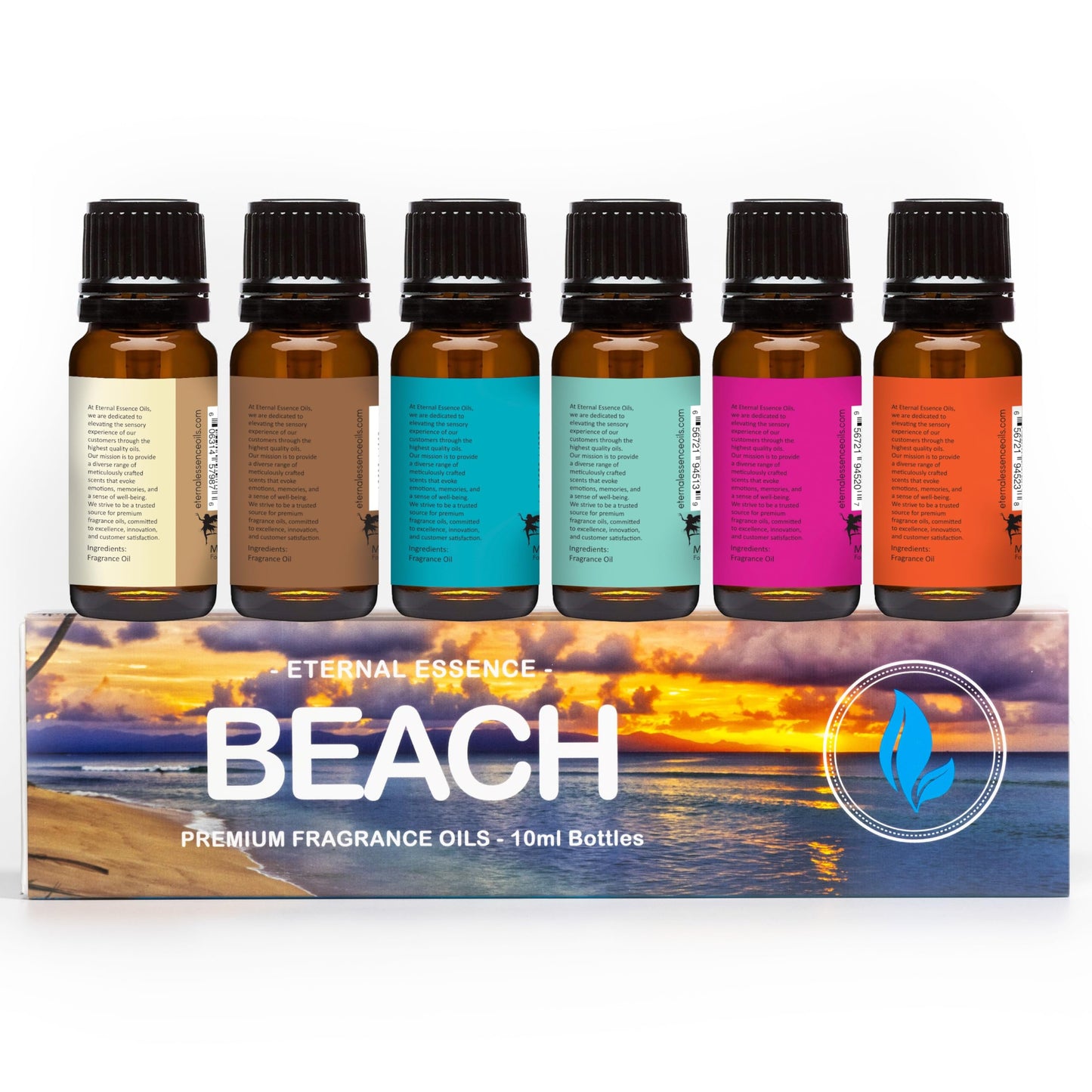 Beach Set of 6 Premium Fragrance Oils – Eternal Essence Oils (10ml each)