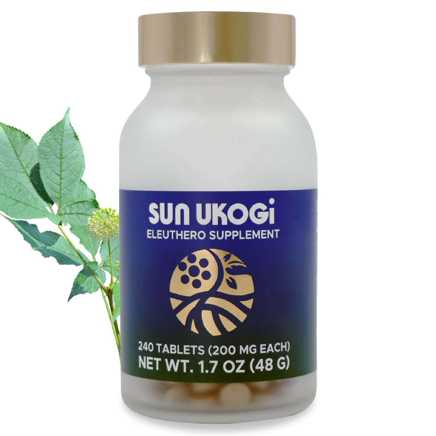 Sun Ukogi Eleuthero Root 200 mg – Natural Adaptogen for Endurance & Well-Being, 240 Tablets, Non-GMO