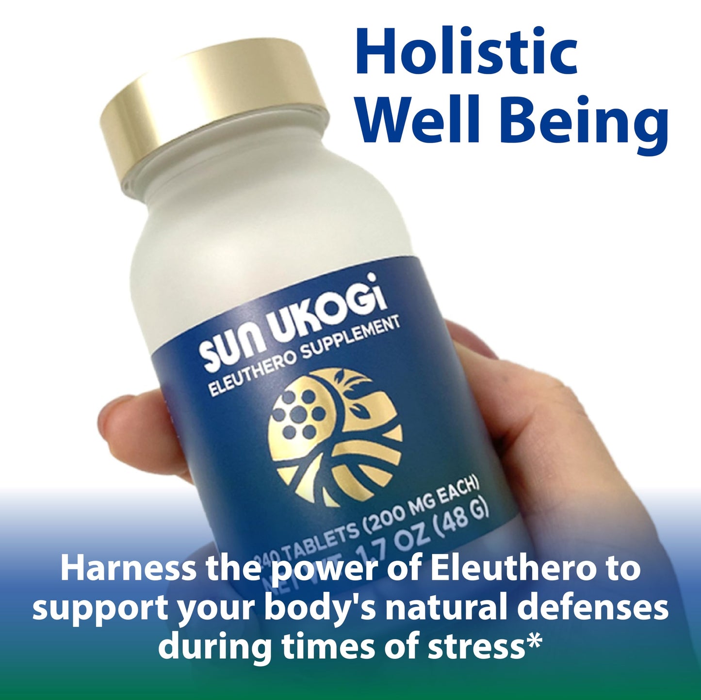 Sun Ukogi Eleuthero Root 200 mg – Natural Adaptogen for Endurance & Well-Being, 240 Tablets, Non-GMO