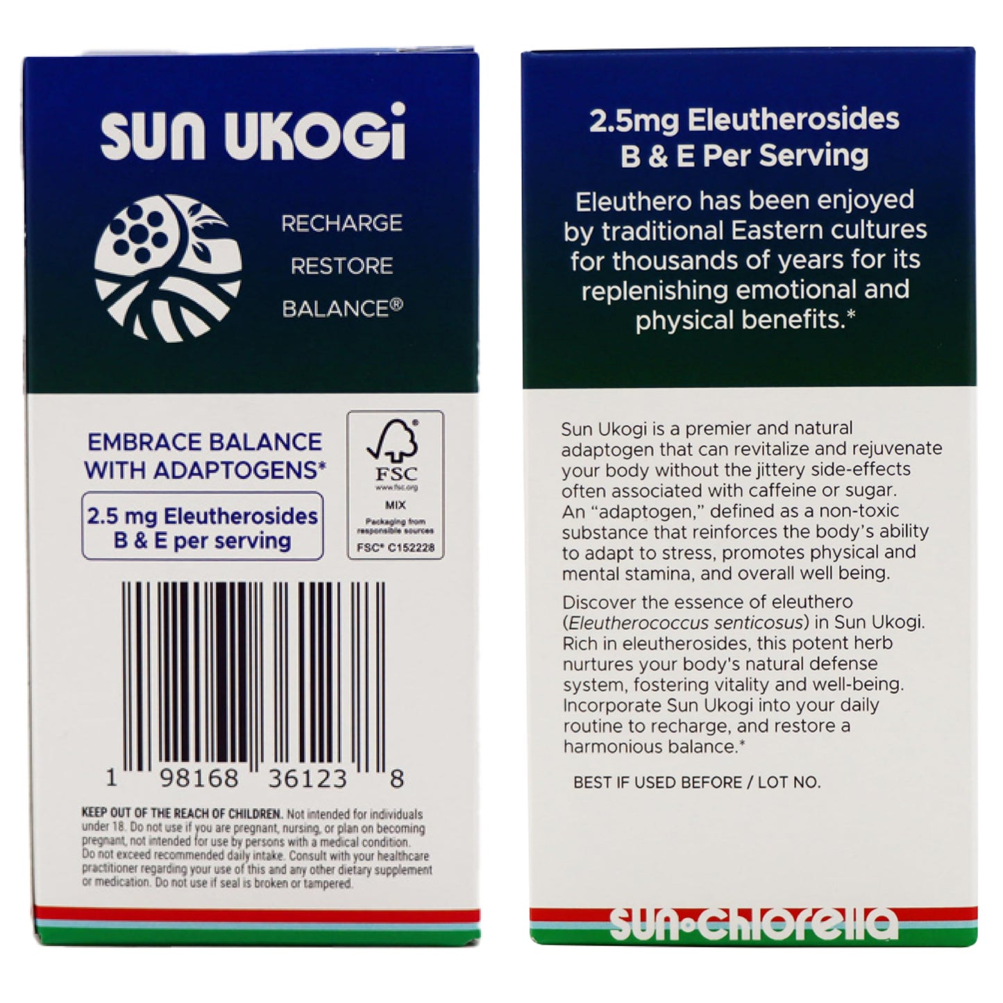 Sun Ukogi Eleuthero Root 200 mg – Natural Adaptogen for Endurance & Well-Being, 240 Tablets, Non-GMO