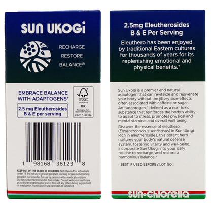 Sun Ukogi Eleuthero Root 200 mg – Natural Adaptogen for Endurance & Well-Being, 240 Tablets, Non-GMO
