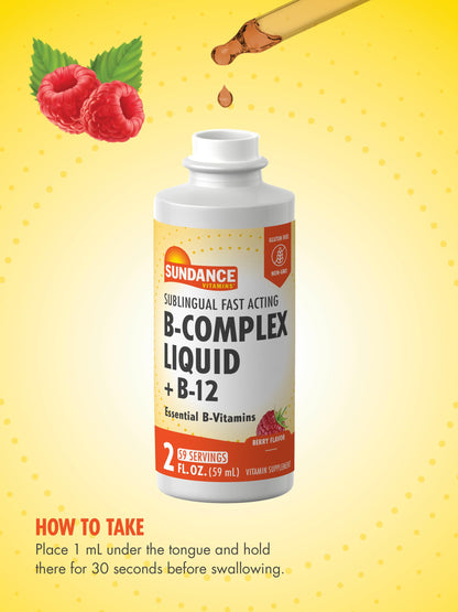 Sundance Sublingual Vitamin B Complex - Berry Flavor (2 oz) | Vegetarian, Non-GMO, Gluten Free