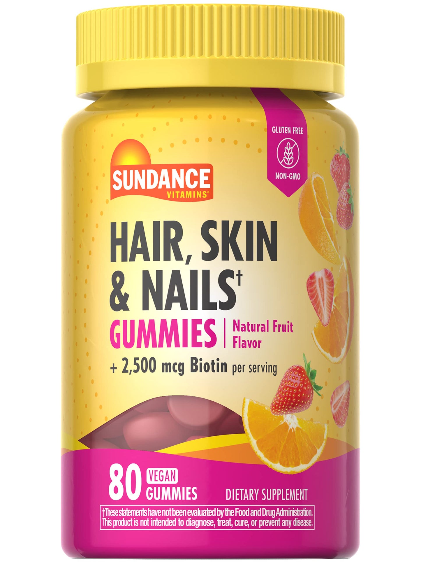 Biotin 2,500 mcg Hair, Skin & Nails Gummies – Sundance, 80 Count, Vegan & Gluten Free