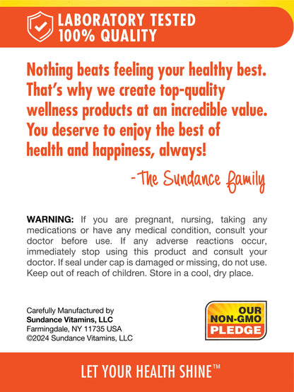 Sundance Calcium 600mg with Vitamin D3 - 60 Caplets | Vegetarian, Non-GMO, Gluten Free