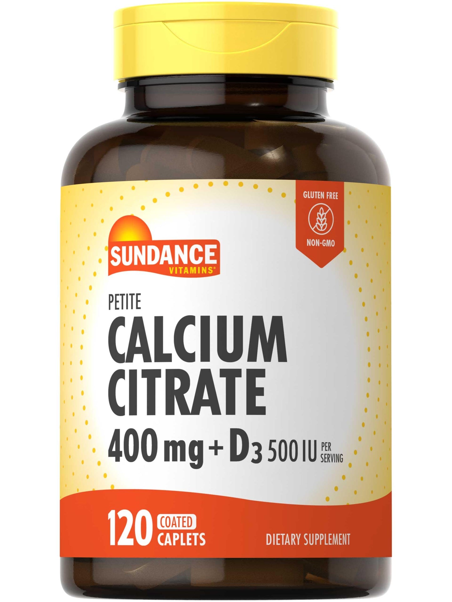 Calcium Citrate with Vitamin D3 400 mg – Sundance Vitamins | 120 Caplets | Vegetarian, Non-GMO, Gluten Free