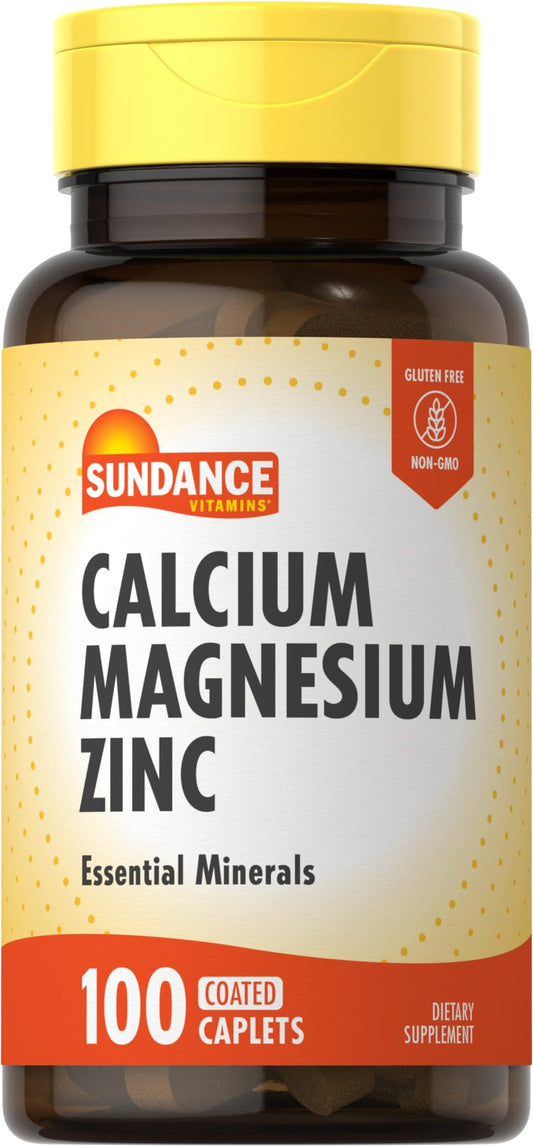 Sundance Calcium Magnesium Zinc | 100 Caplets | Essential Mineral BritishVita | Premium UK Vitamins & Wellness Supplements