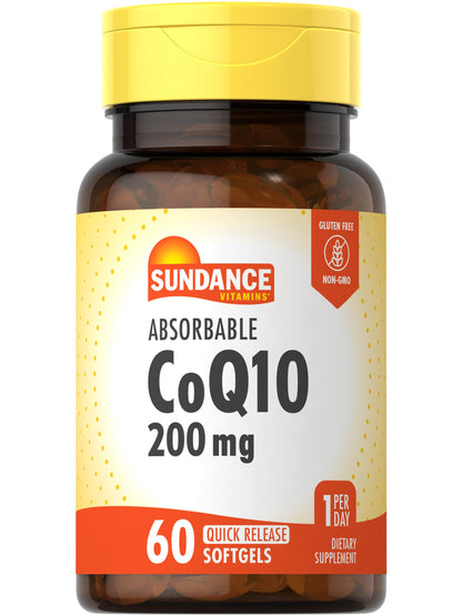 Sundance CoQ10 200mg Softgels – 60 Count, Black Pepper Extract, Non-GMO & Gluten Free