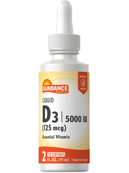 Sundance Vitamin D3 5000 IU Liquid Drops – 2 oz | Vegetarian, Non-GMO, Gluten Free