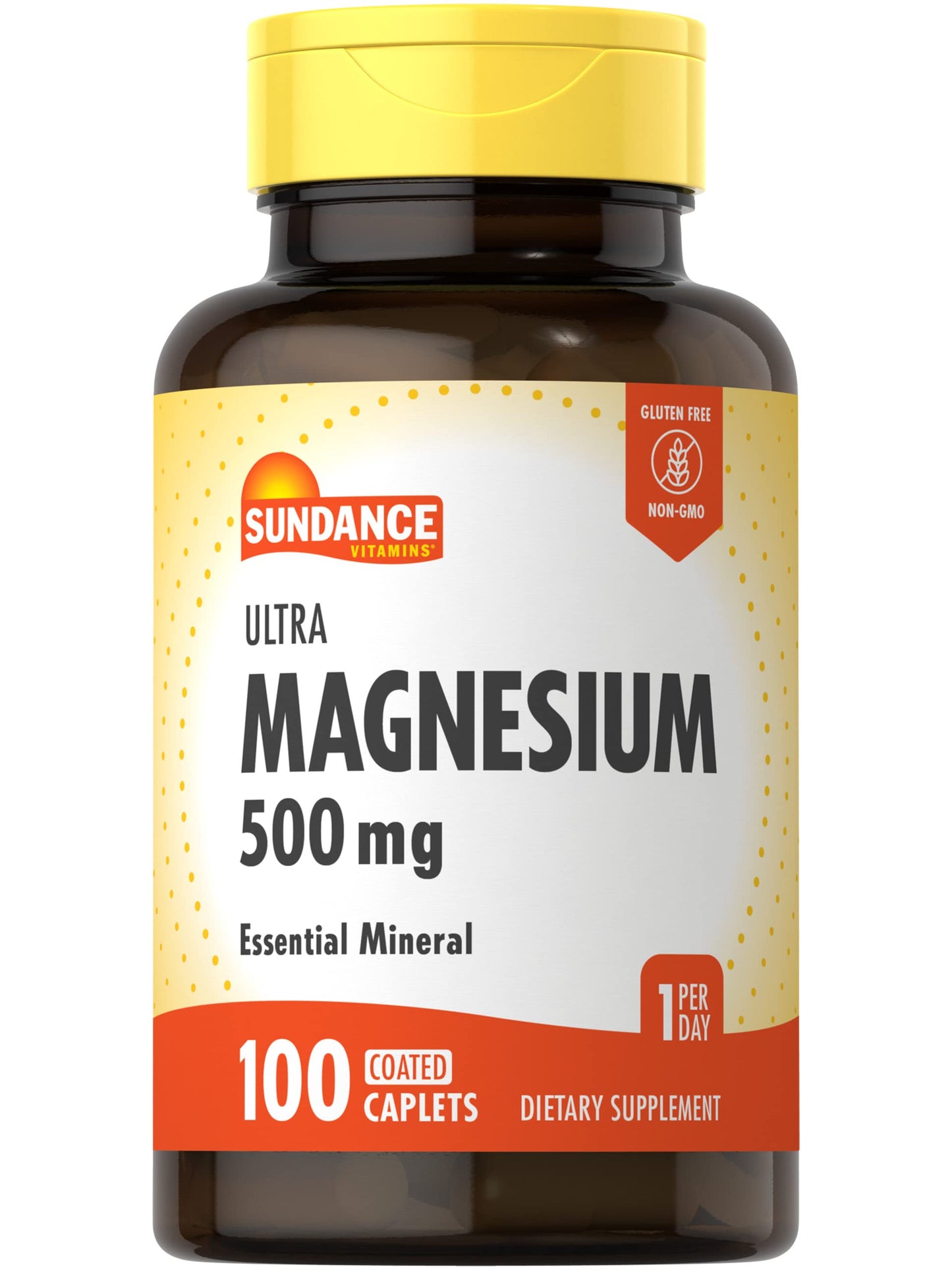 Sundance Magnesium 500mg Oxide – 100 Coated Caplets | Vegetarian, Non-GMO, Gluten Free