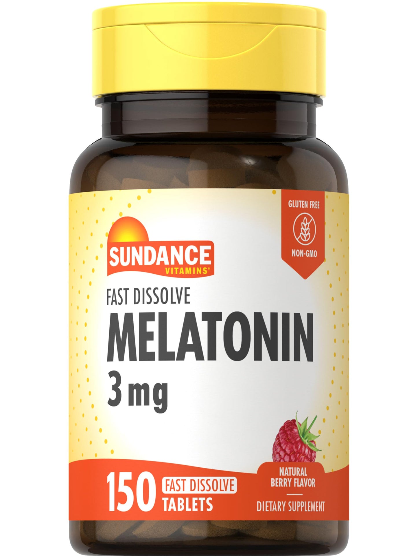 Sundance Melatonin Fast Dissolve 3mg – Berry Flavor, Vegetarian, Non-GMO, Gluten Free