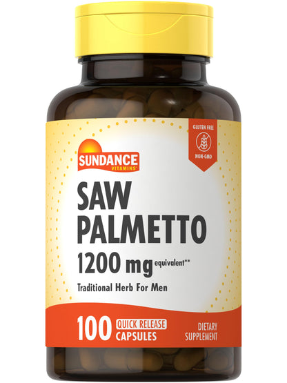 Sundance Saw Palmetto 1200mg for Men – 100 Quick Release Capsules | Non-GMO & Gluten Free