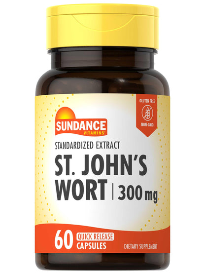 Sundance St. John's Wort Capsules 300 mg | 60 Count | Non-GMO & Gluten Free
