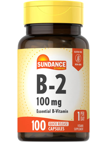 Sundance Vitamin B-2 100mg | 100 Capsules | Non-GMO & Gluten Free