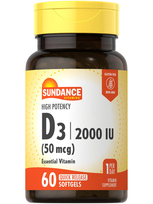 Sundance Vitamin D3 2000 IU | 60 Quick Release Softgels | High Potency | Non-GMO and Gluten Free Supplement BritishVita | Premium UK Vitamins & Wellness Supplements