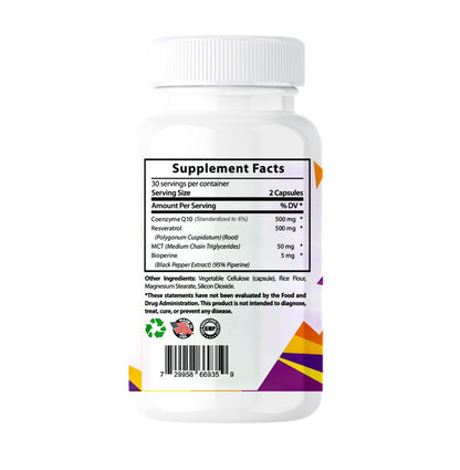 Sundhed Natural CoQ10 Powerful Antioxidant (Capsules Coq10+Resveratrol)