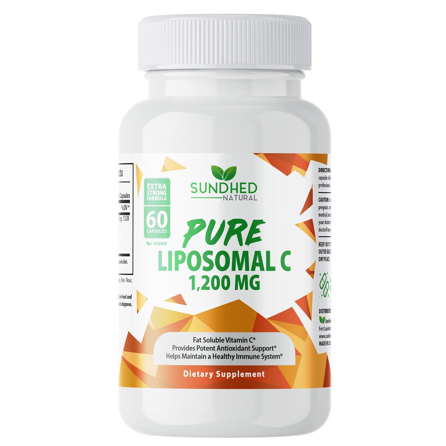 Sundhed Natural Liposomal Vitamin C - 1200mg Immune Support & Collagen Health | 60 Capsules