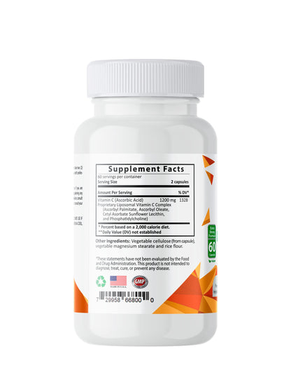 Sundhed Natural Pure Liposomal Vitamin C 1200mg – Immune Support & Skin Health (120 Capsules)