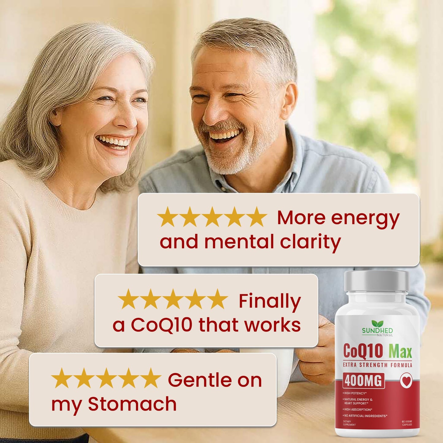 Sundhed Natural CoQ10 400mg Vegan | Ultra High Absorption CoQ10 Supplement