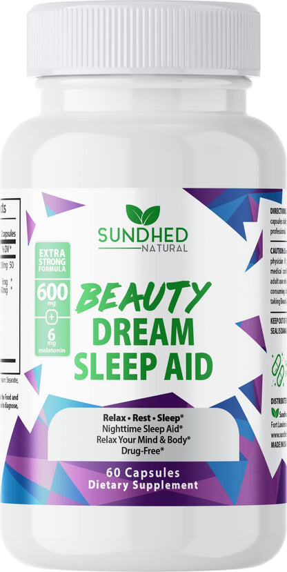 Sundhed Natural Sleep Aid – Dream Sleep with Melatonin & Valerian, Non Habit Forming, Made in USA
