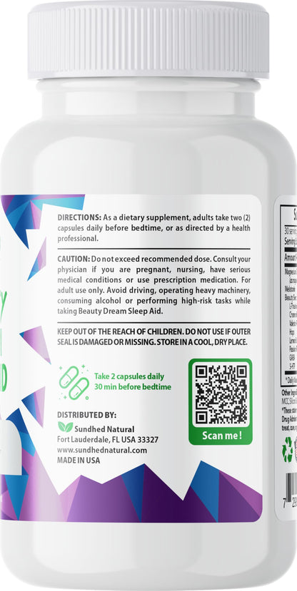 Sundhed Natural Sleep Aid – Dream Sleep with Melatonin & Valerian, Non Habit Forming, Made in USA