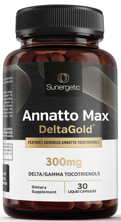 Sunergetic Annatto Tocotrienols 300mg with DeltaGold – Vitamin E for Liver, Heart & Immune Health