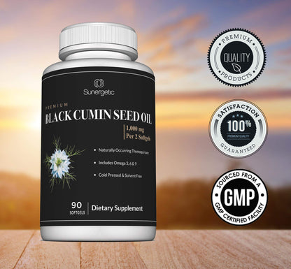 Sunergetic Black Cumin Seed Oil Softgels – 1,000mg per Serving | Pack of 2 (90 Softgels Each)