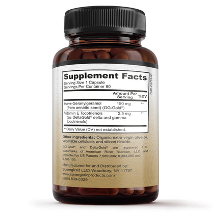 Sunergetic GG-GOLD 150mg Geranylgeraniol – 60 Capsules with DeltaGold Tocotrienols